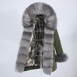 Carmen Charlott Luxury Fox Fur Parka Green AW21